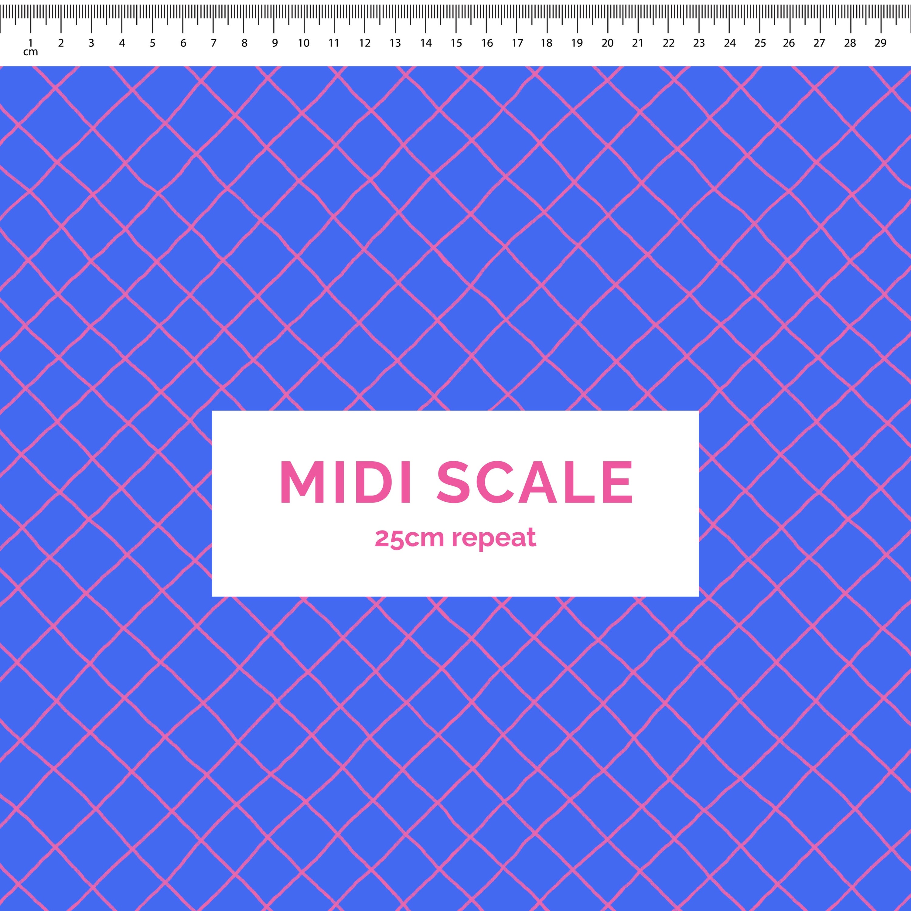 Pre-Order: Checkered Lines (Pink on Blue)
