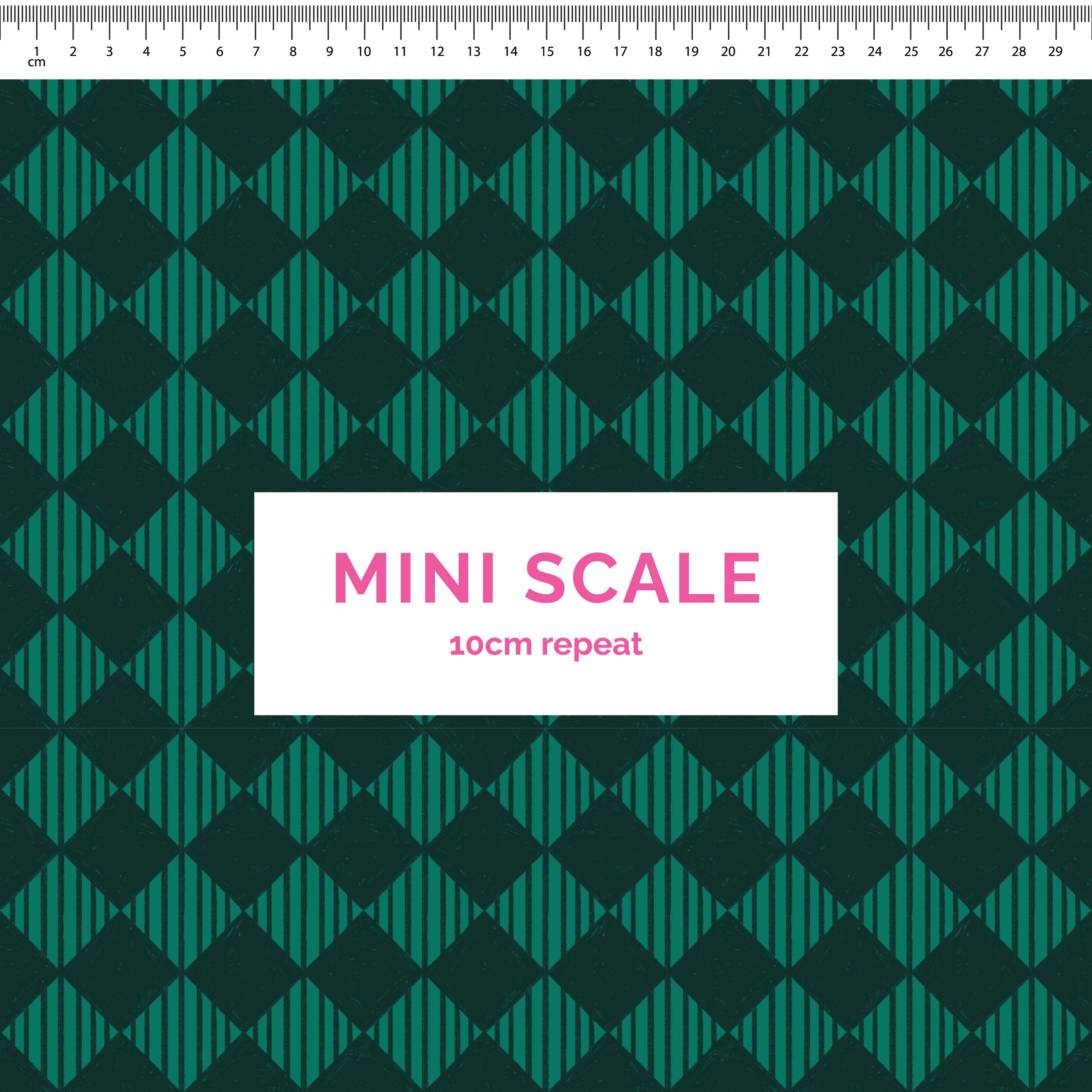 Checkered Stripes (Green) - 2m - Mini Scale - French Terry