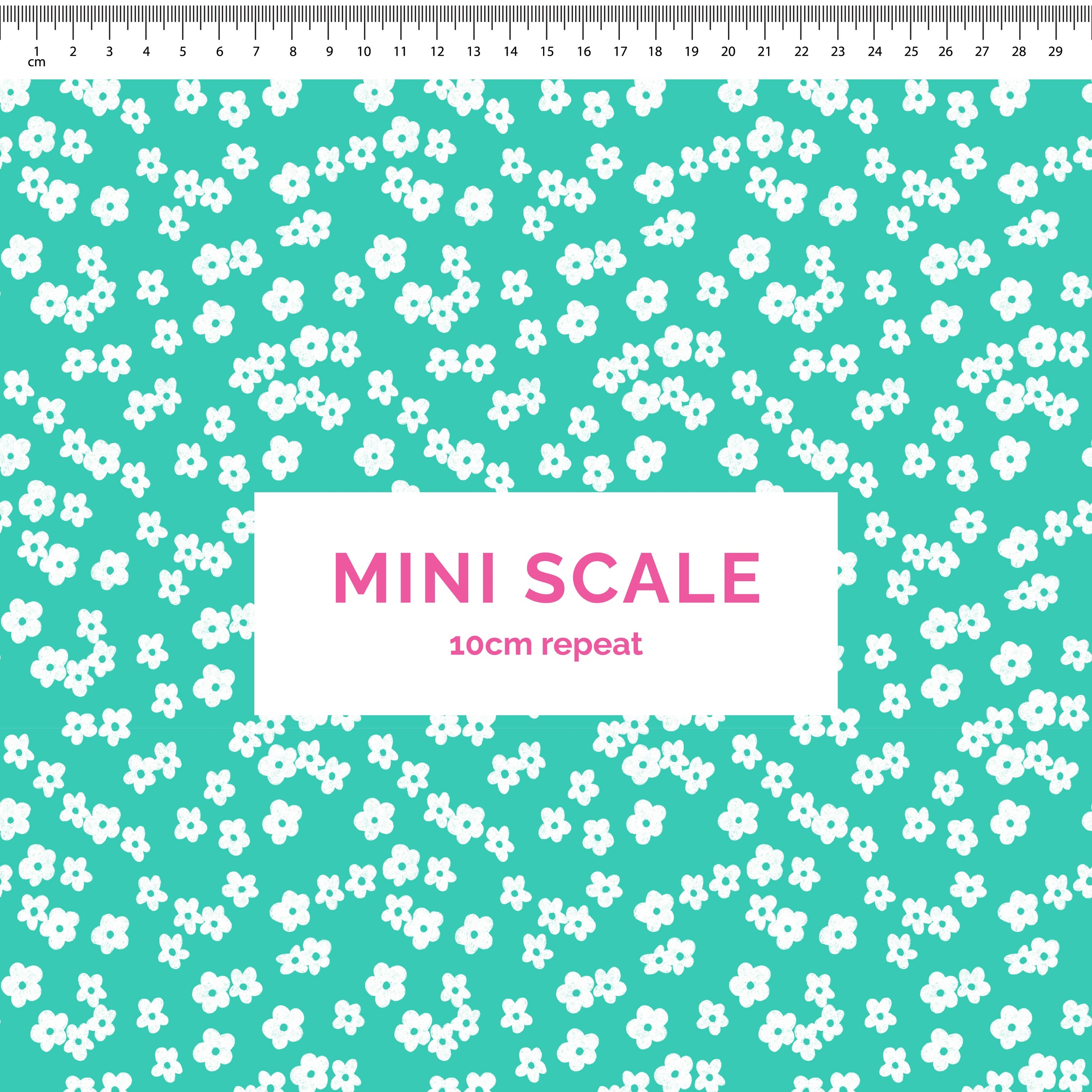 Ditsy Florals (Teal) - 0.5m - Mini Scale - Cotton Woven