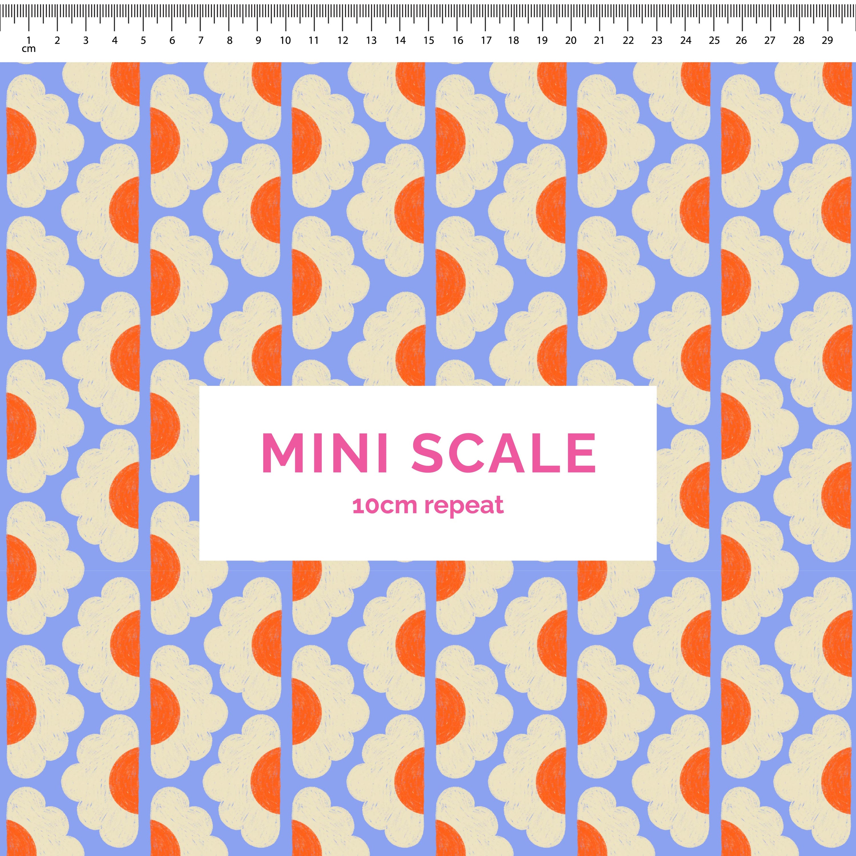 Groovy Blooms (Blue) - 2m - Mini Scale - Cotton Woven