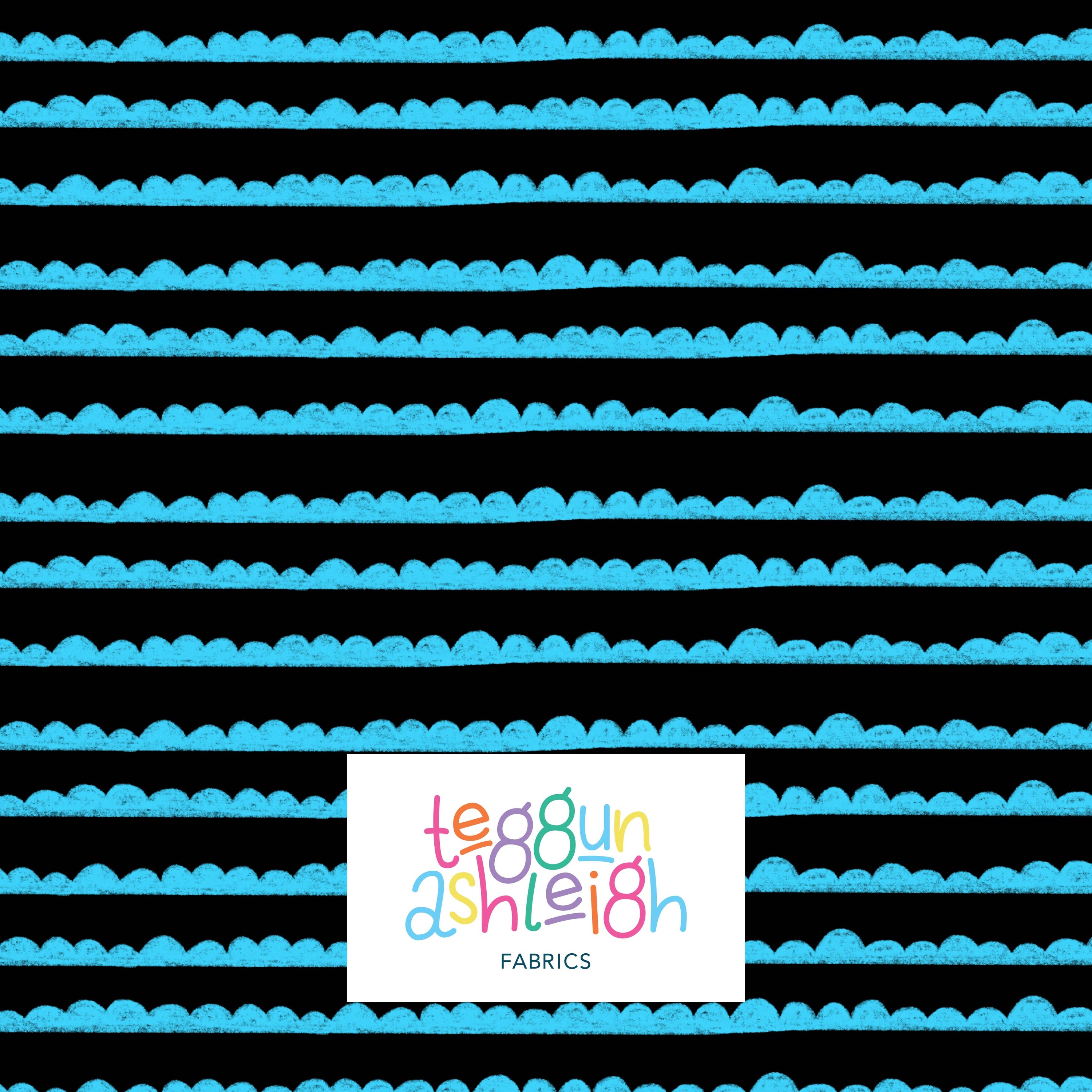 Pre-Order: Bubble Stripes (Light Blue on Black)