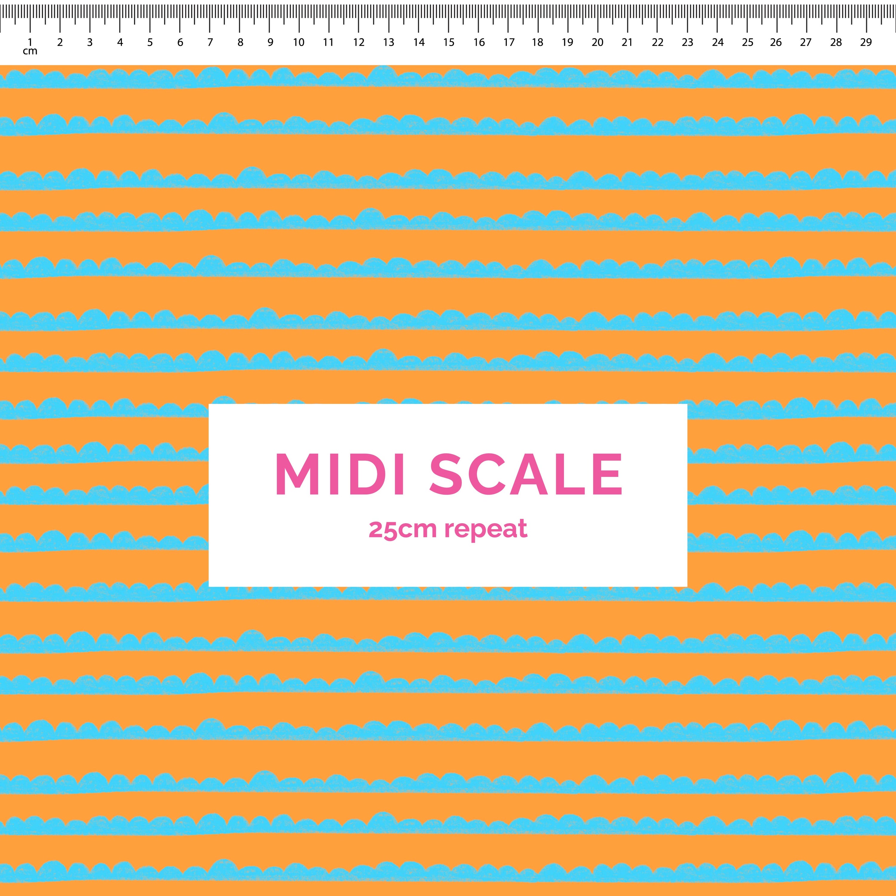 Pre-Order: Bubble Stripes (Light Blue on Orange)