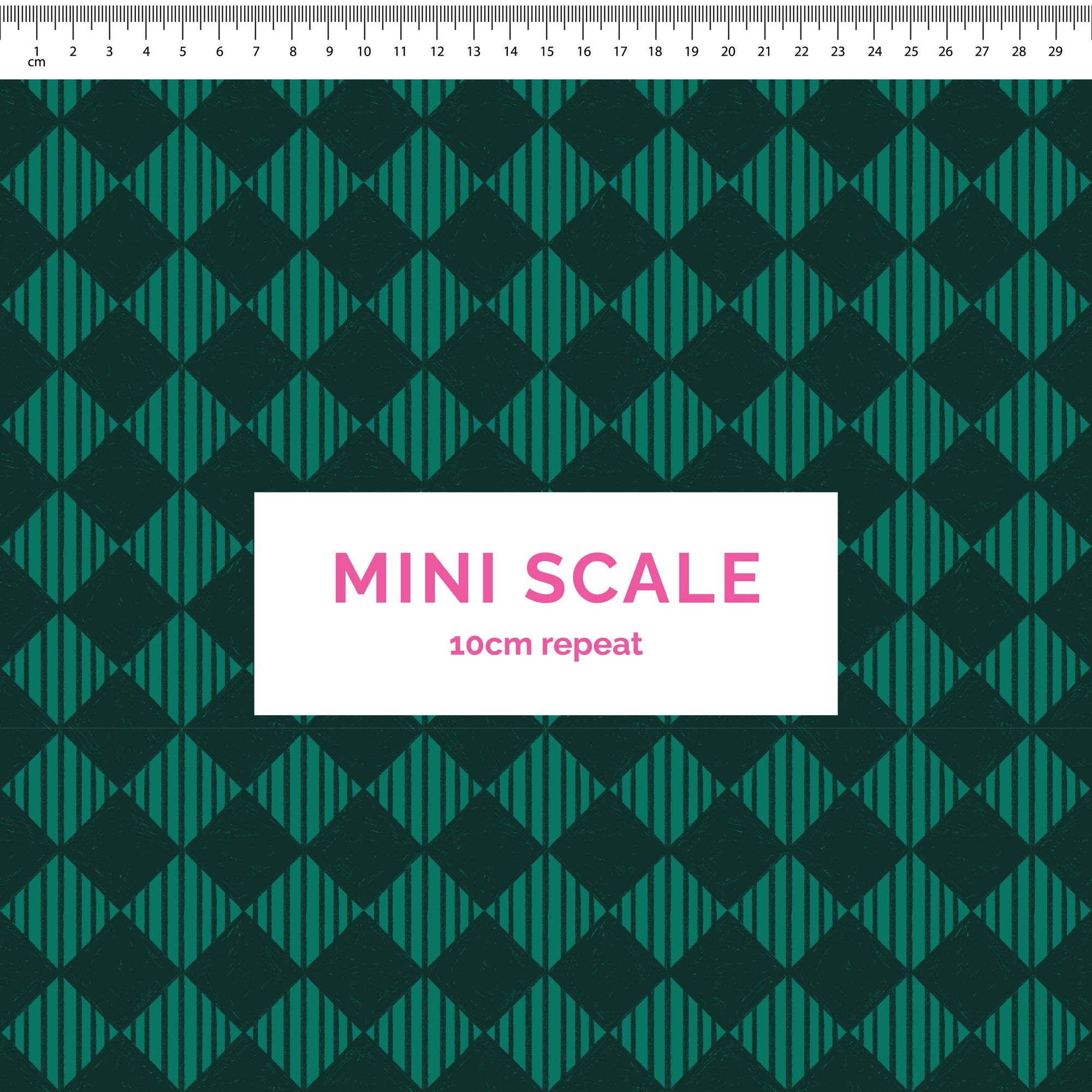 Checkered Stripes (Green) - 2m - Mini Scale - French Terry