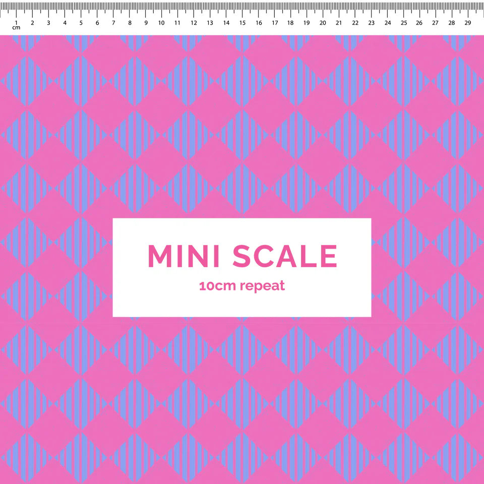 Checkered Stripes (Pink) - 2.5m - Mini Scale - Cotton Linen
