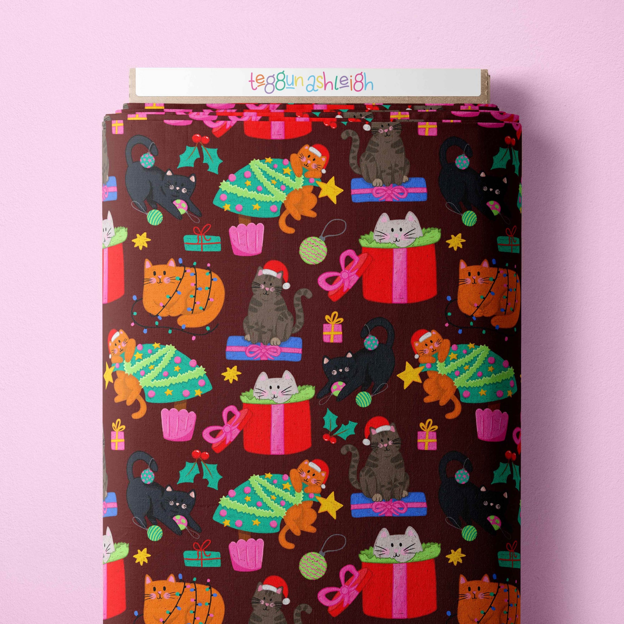 Pre-Order: Christmas Cats (Maroon)