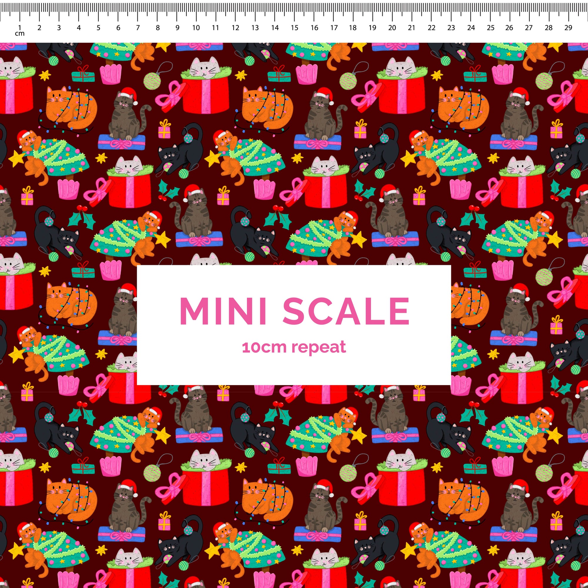 Pre-Order: Christmas Cats (Maroon)