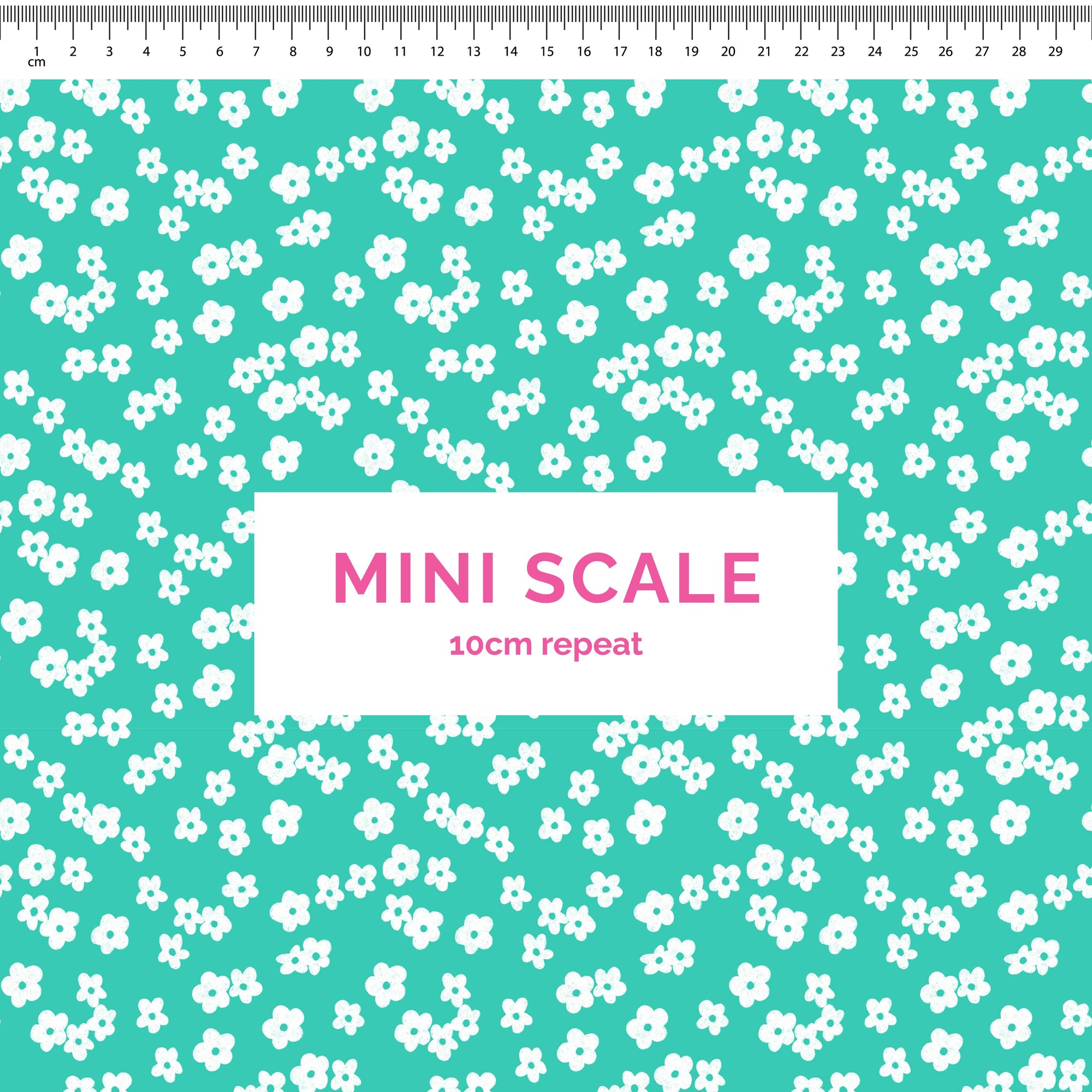 Ditsy Florals (Teal) - 0.5m - Mini Scale - Cotton Woven