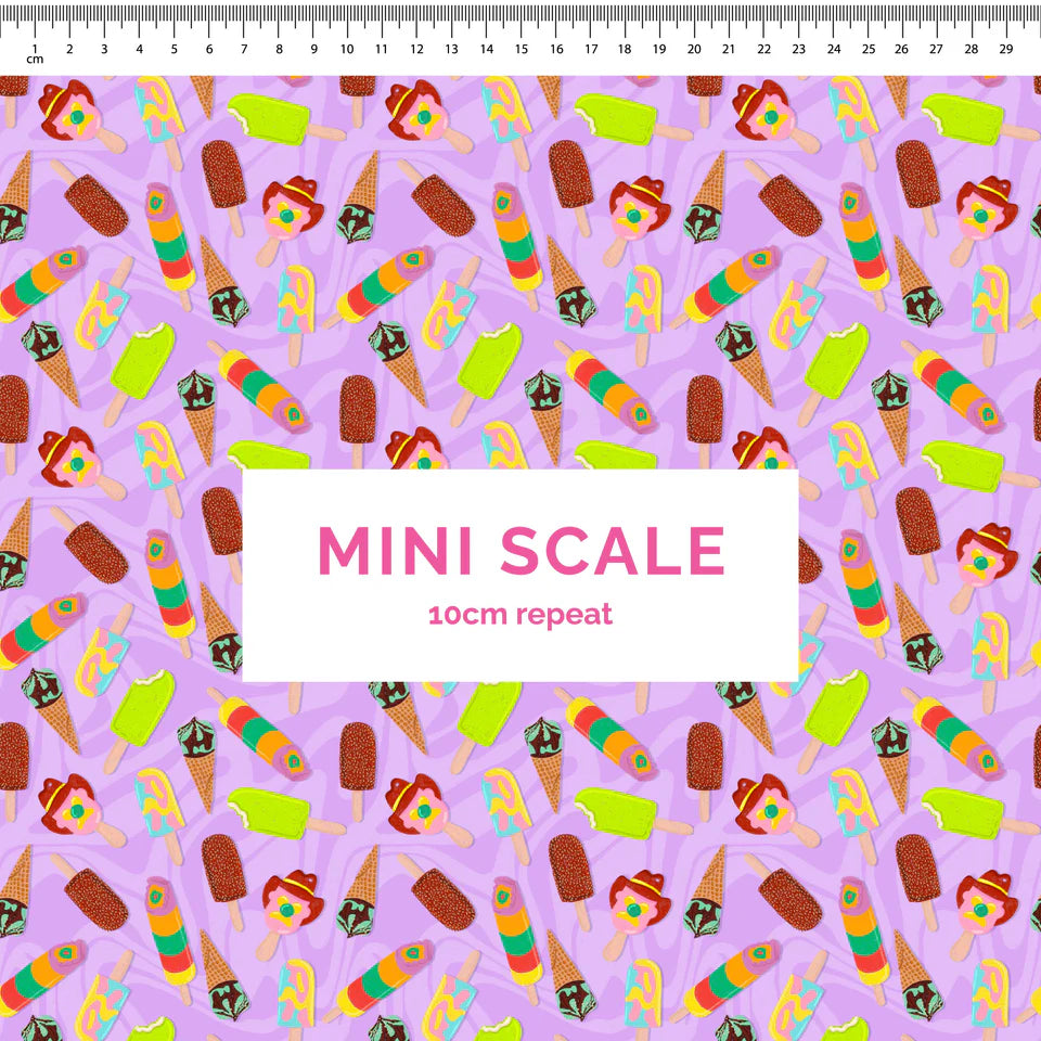 For the Love of Ice Cream (Purple) - 0.5m - Mini Scale - Cotton Woven