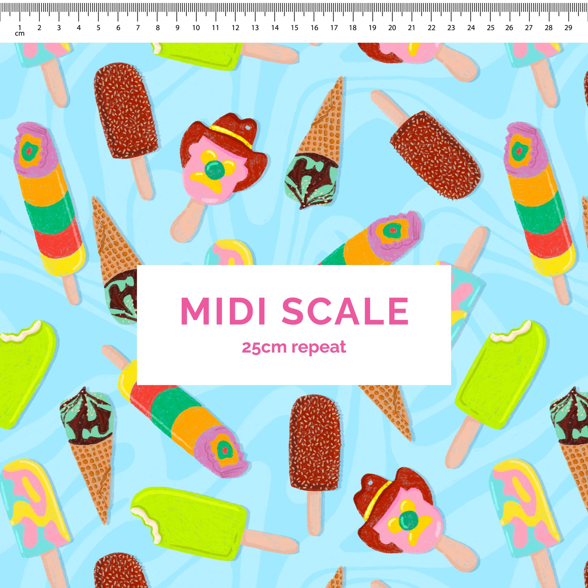 For the Love of Ice Cream (Blue Swirl) - 1m - Midi Scale - Cotton Woven