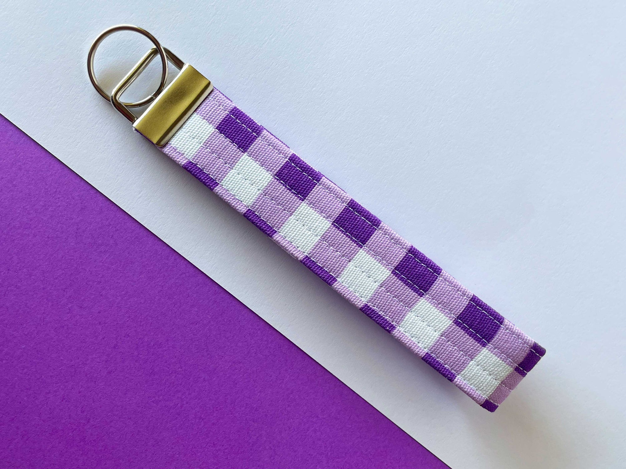 Key Fob/Wristlet: Purple Gingham