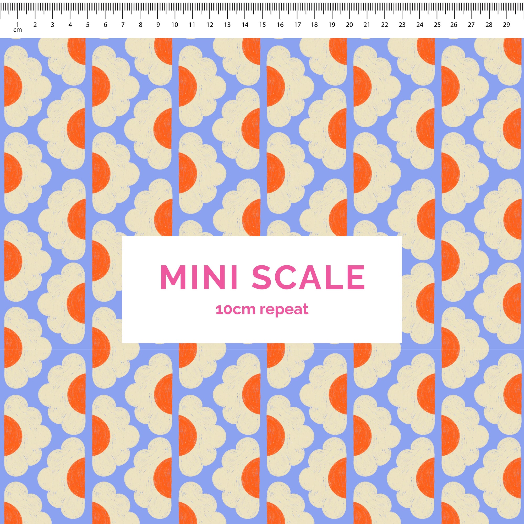 Groovy Blooms (Blue) - 2m - Mini Scale - Cotton Woven