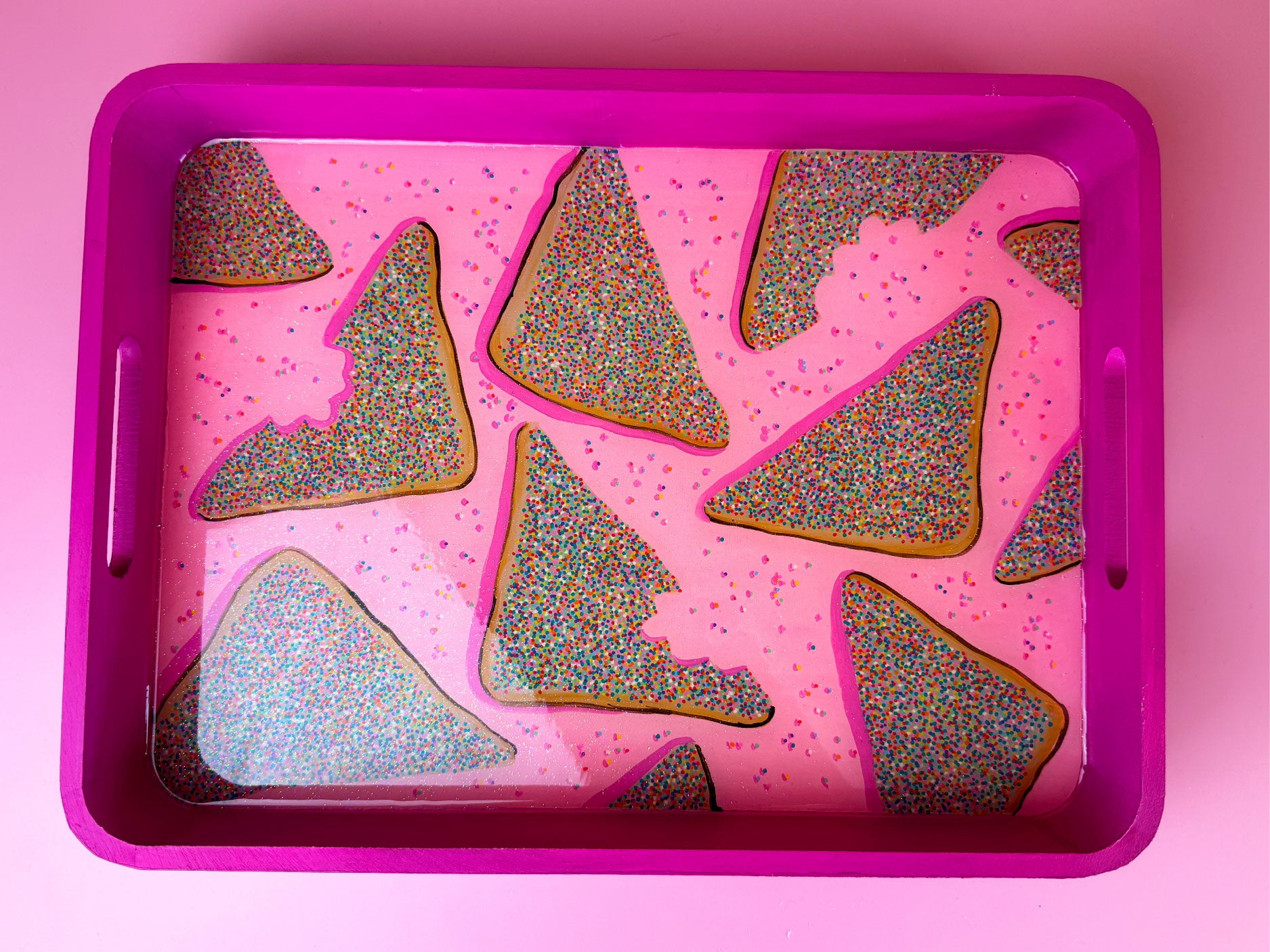 Hand-painted Resin Tray: Fairybread (Pink Glitter)