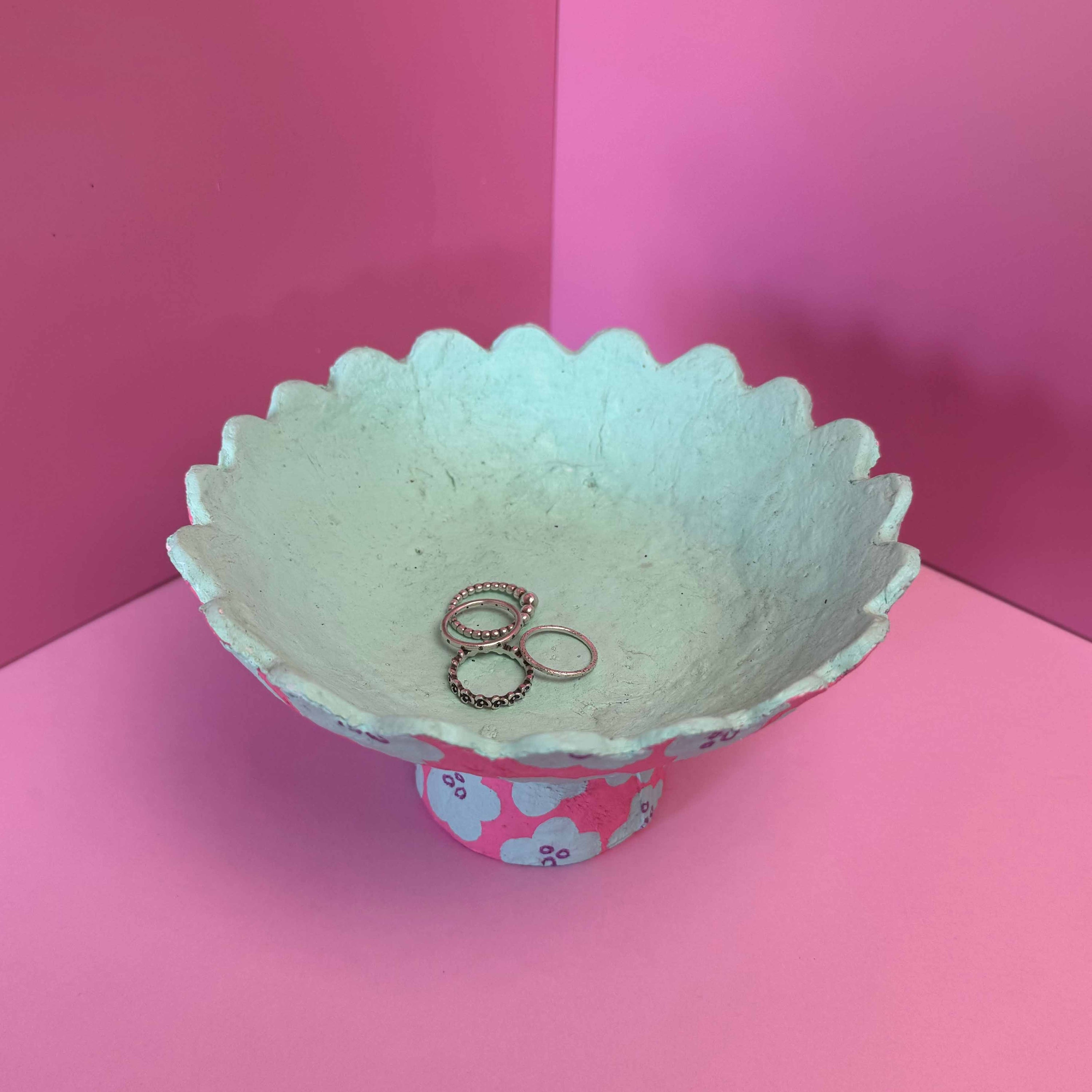 Trinket Bowl: Pink & Teal Florals