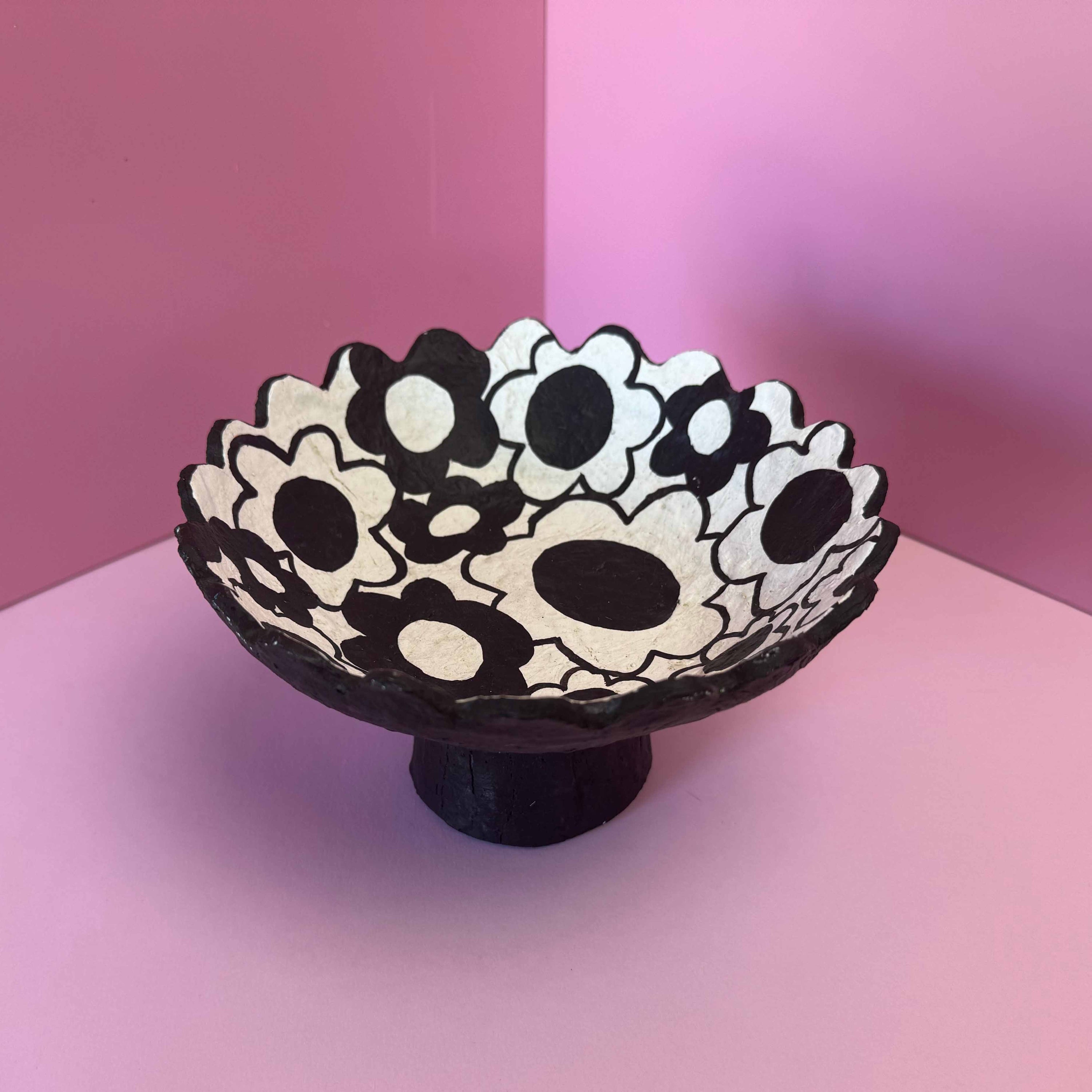 Trinket Bowl: Black and White Florals