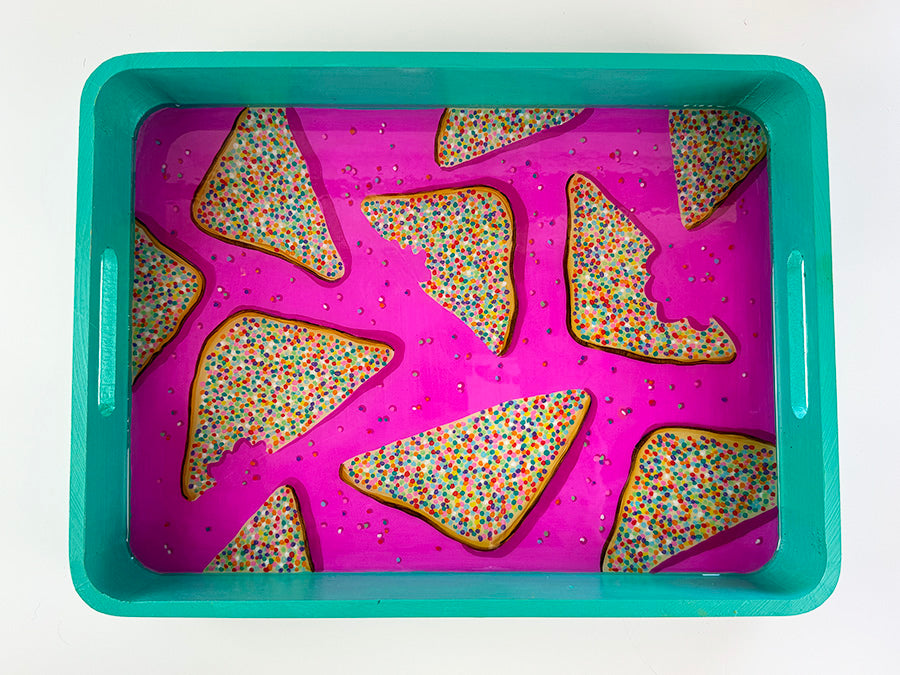 Hand-painted Resin Tray: Fairybread (Teal/Pink)