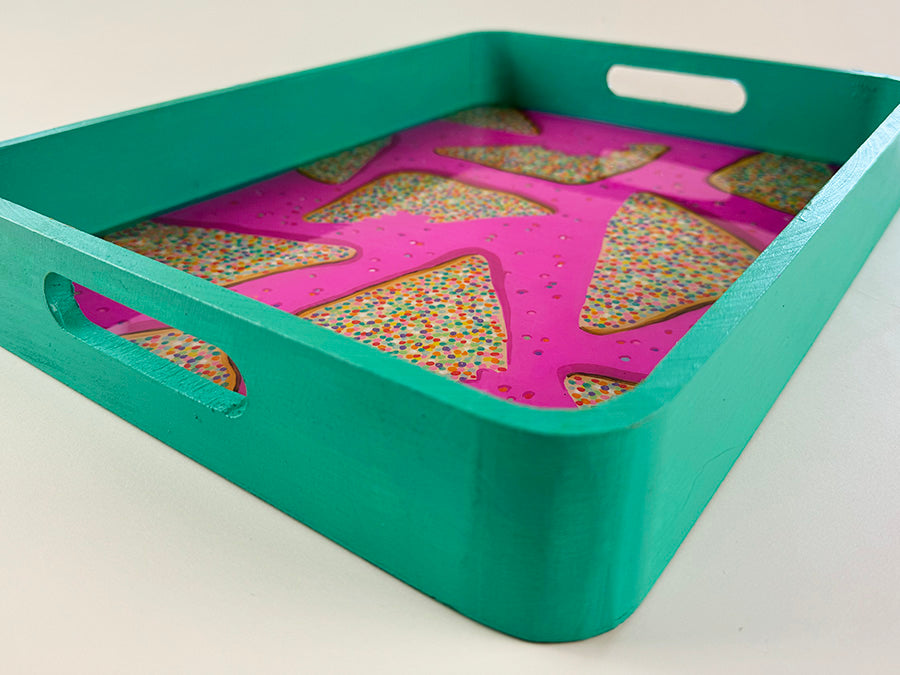 Hand-painted Resin Tray: Fairybread (Teal/Pink)