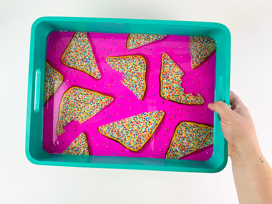 Hand-painted Resin Tray: Fairybread (Teal/Pink)