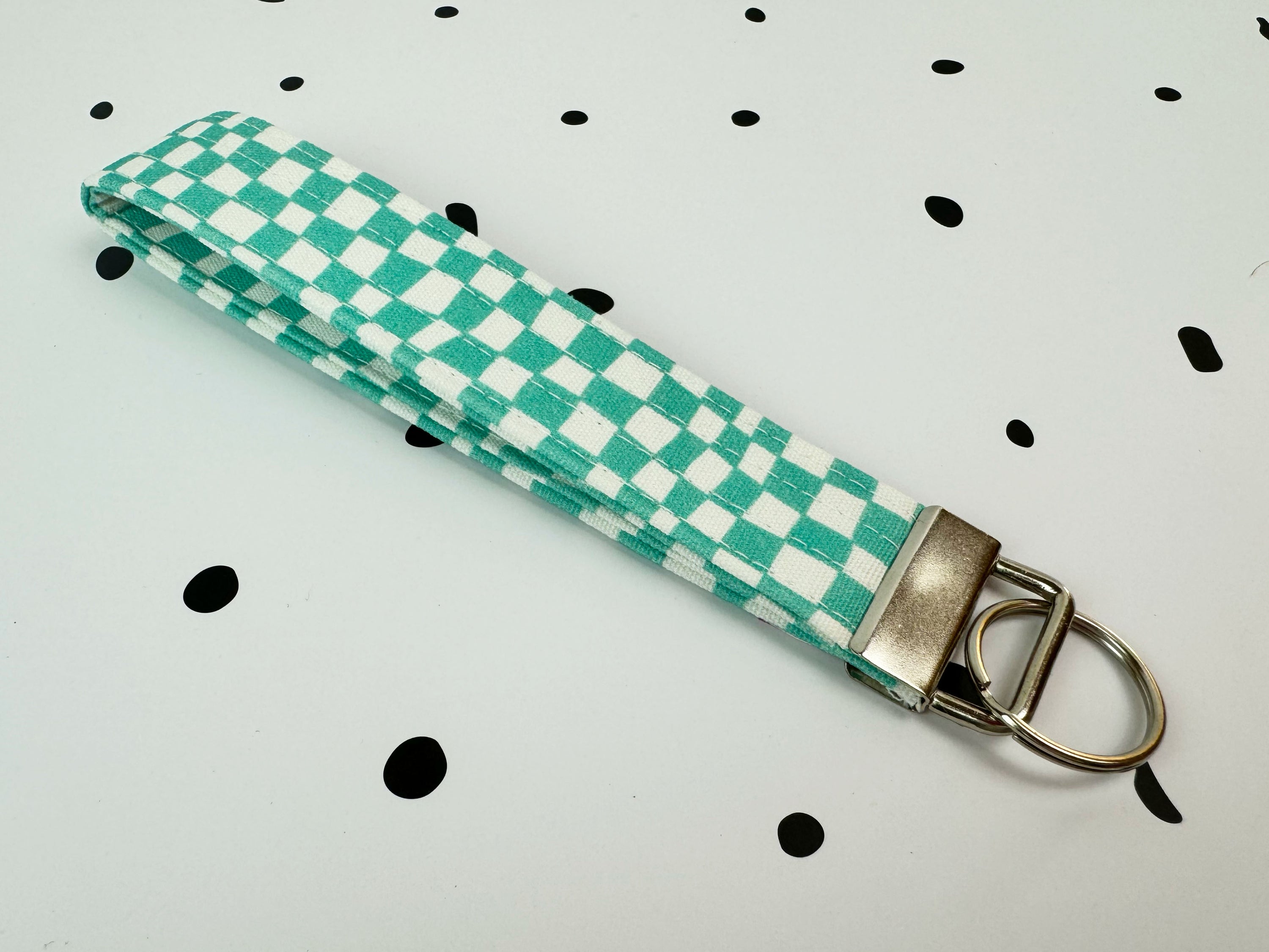 Key Fobs/Wristlet: Teal Melted Checkers