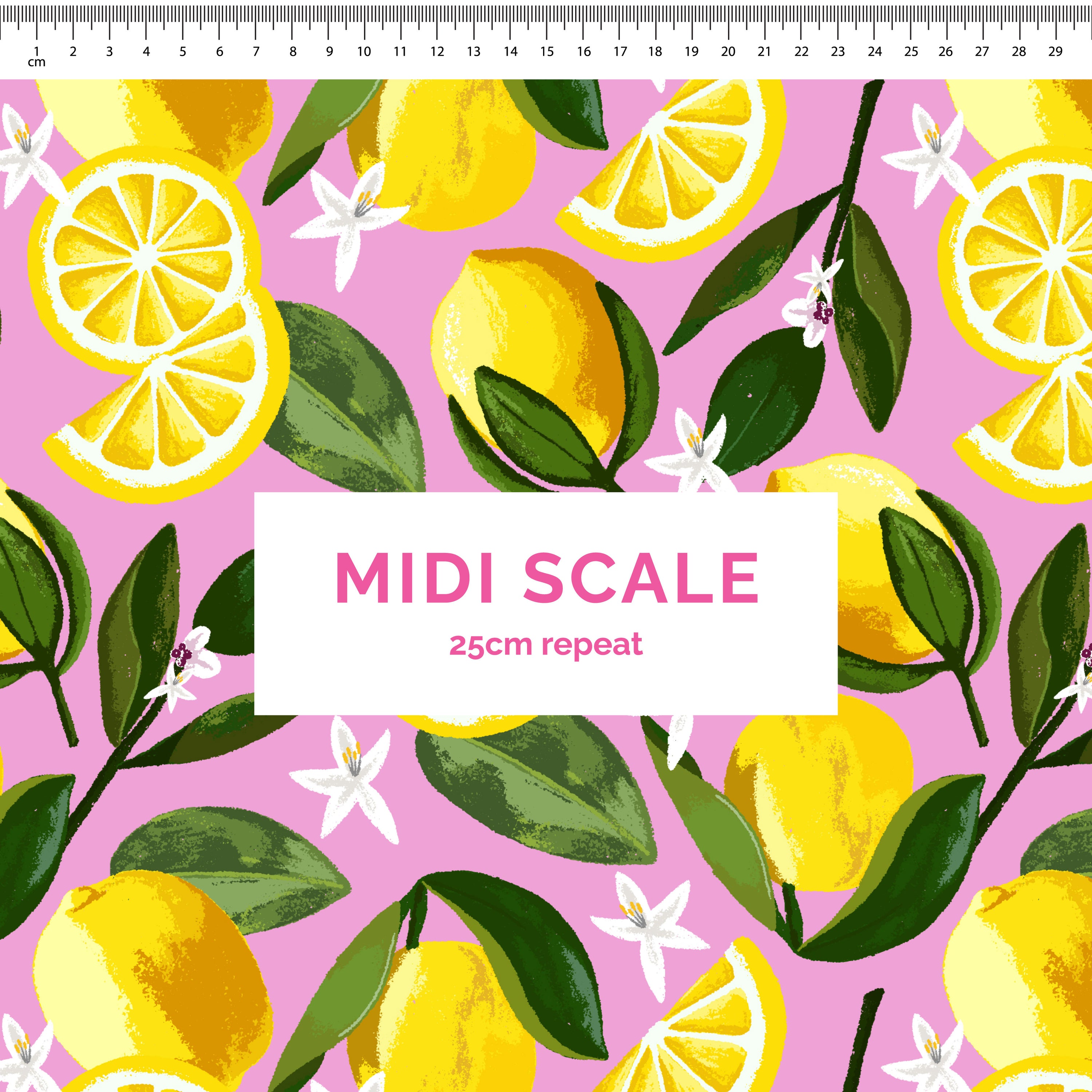 Lemons - 3m - Midi Scale - Cotton Rayon Seersucker