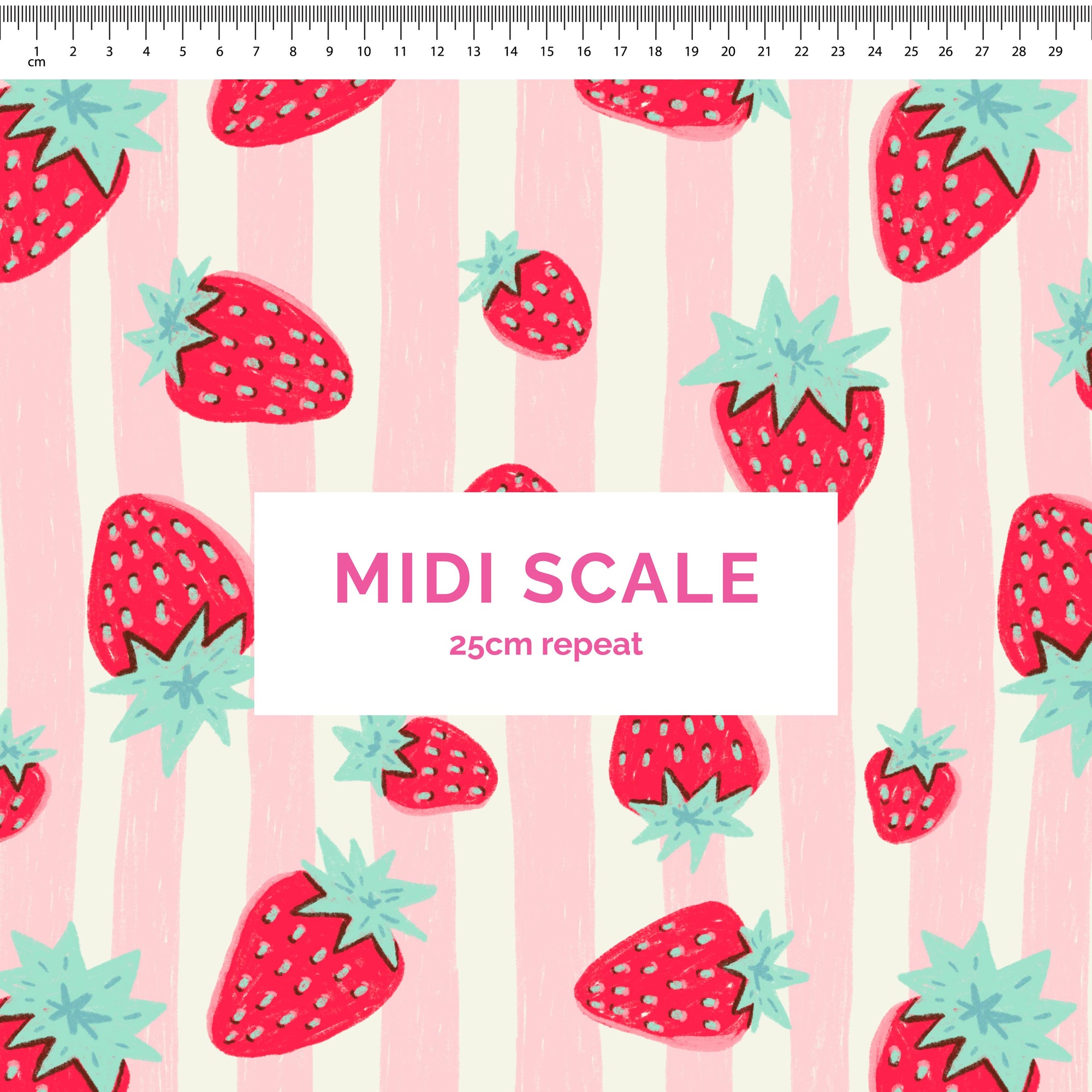Strawberry Stripes (Pink) - 3m - Midi Scale - Cotton Woven