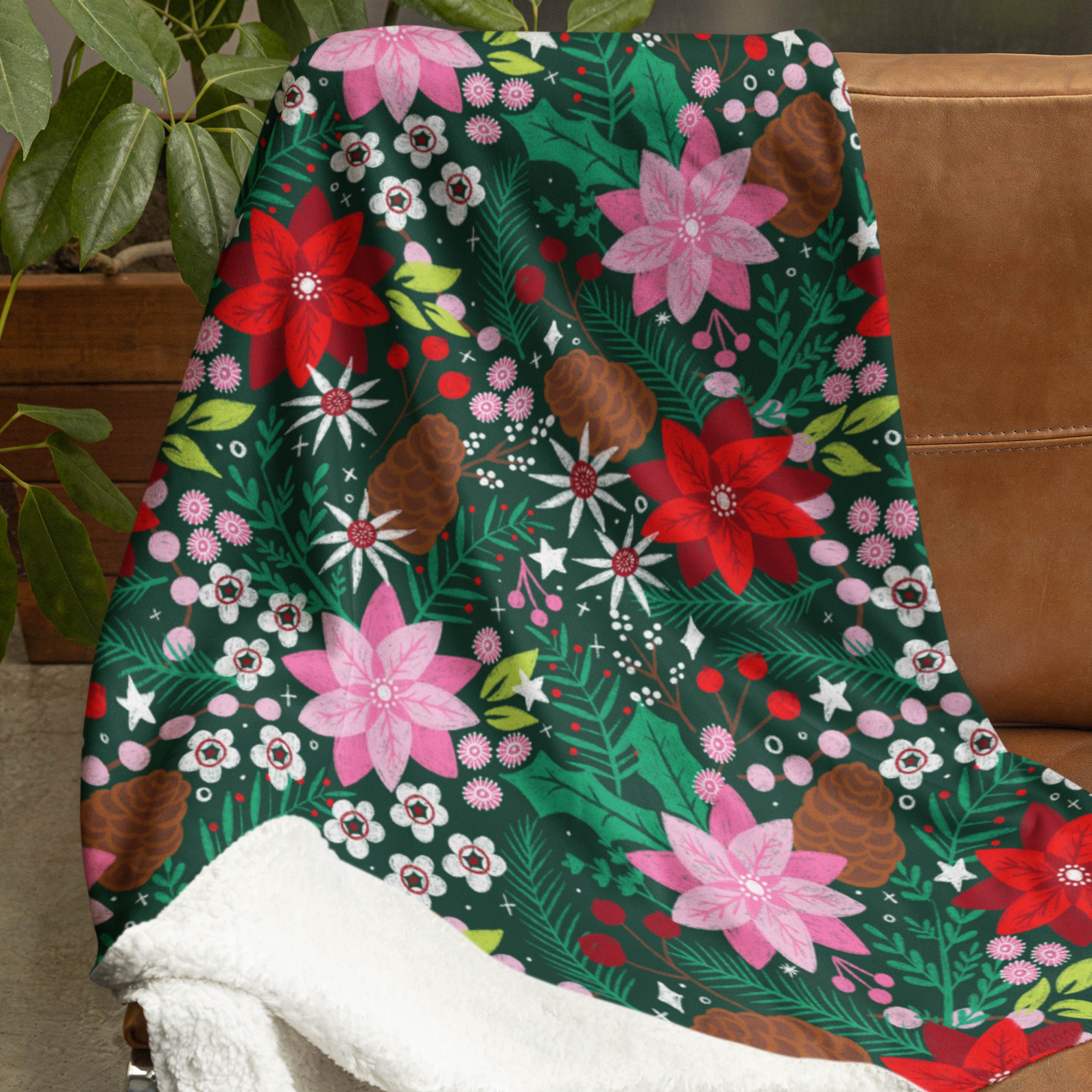 Christmas Florals - 1m - Midi Scale - Cotton Woven