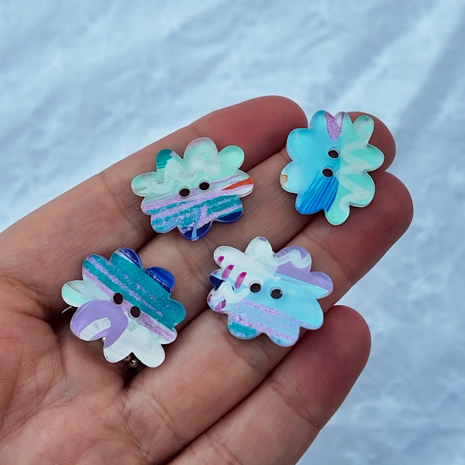 083 - 23mm Cloud Cut Buttons - Hand Painted