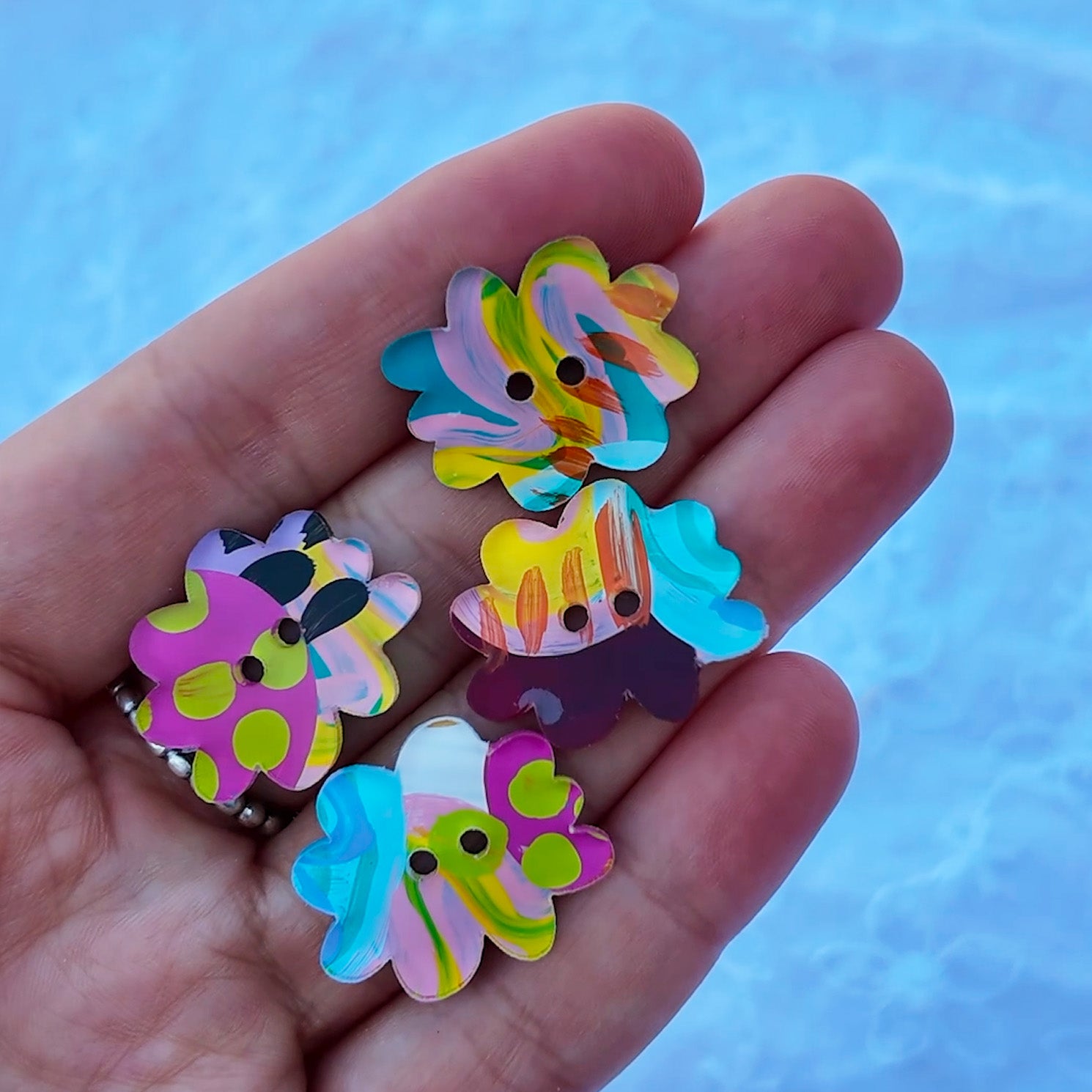 088 - 23mm Cloud Cut Buttons - Hand Painted