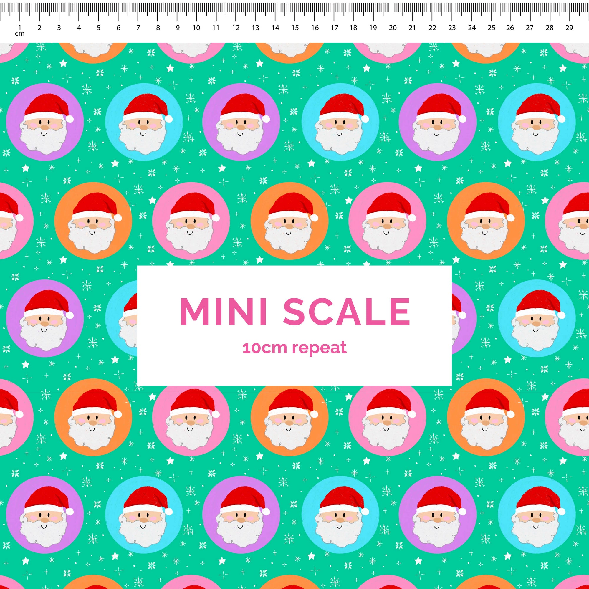 Jolly Santas - 0.5m - Mini Scale - Cotton Woven