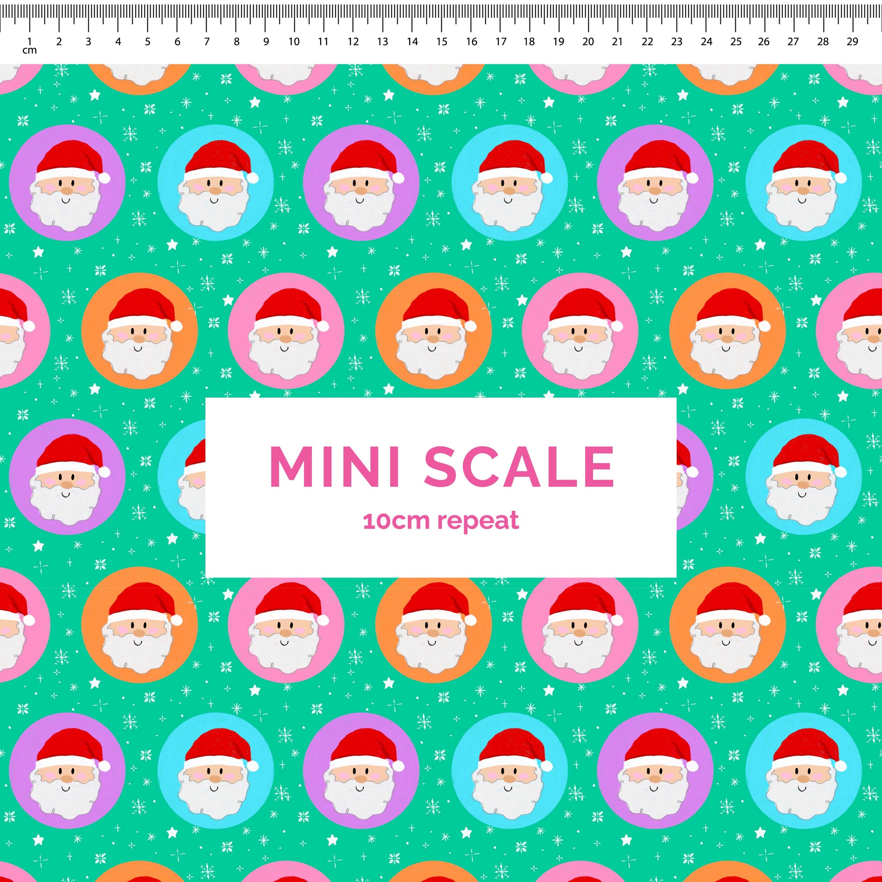 Jolly Santas - 0.5m - Mini Scale - Cotton Woven