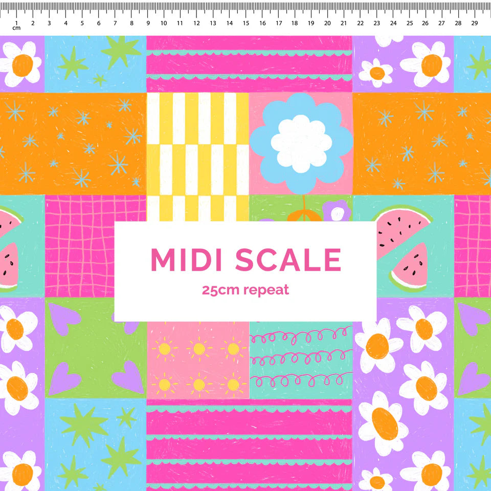 Summer Patchwork - 0.5m - Midi Scale - Cotton Woven